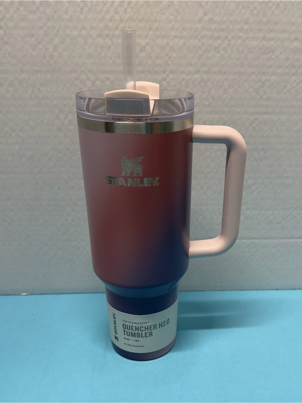 Stanley Pink to Blue Ombre Travel Tumbler with White Handle 40oz